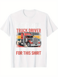 Men's T-Shirt Truck Driver Classic Striped Highway Scenery With Red Semi Trailer Truck