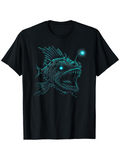 Men's T-Shirt Glowing Deep Sea With Luminous Light Among Dark Watery Anglerfish