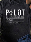 Men's T-Shirt Pilot In Progress Loading Bar With Airplane Under Night Sky