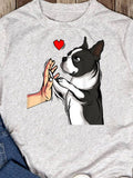 Men's T-Shirt Heartwarming Hand Gesture With Cartoon Dog High Five