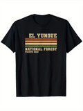 Men's T-Shirt El Yunque National Forest Puerto Rico With Vintage Sunset Stripes Graphic Tee