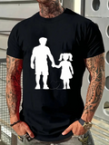 Men's T-Shirt Silhouette Figures Hand In Hand Child With Caring Parental Shadow