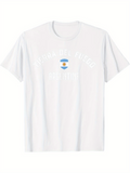 Men's T-Shirt Minimal Blue Stripe Graphic In The Center Of White T Shirt