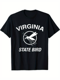 Men's T-Shirt Virginia State Bird With Circular Line Drawing Mosquito
