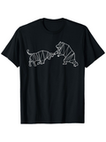 Men's T-Shirt Geometric Lines Facing Off In Stylized Powerful Bull And Bear