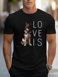 Men's T-Shirt Love Is With Happy German Shepherd Dog Sitting