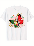 Men's T-Shirt Colorful Butterfly With Delicate Blossoms Surrounding Floral Background Butterfly