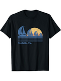 Men's T-Shirt Norfolk Va Vintage Sunset With Sailing Boats Over Calm Water