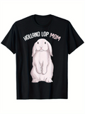 Men's T-Shirt Holland Lop Mom Fluffy White Rabbit Sitting With Soft Fur Bunny