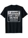 Men's T-Shirt Warning Graphic With Bold Lettering Humorous Statement Black Shirt