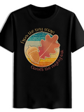 Men's T-Shirt From The Tiny Acorn Vintage Striped Circle With Oak Leaf And Acorn