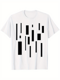 Men's T-Shirt Minimalist Black Geometric Bars Arranged Vertically On Crisp White T Shirt