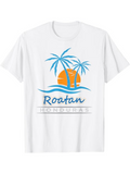 Men's T-Shirt Roatan Honduras Sunset With Wavy Ocean And Palm Trees Beach