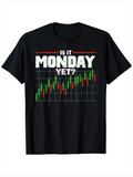 Men's T-Shirt Is It Monday Yet Stock Market Chart With Colorful Candlesticks
