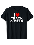 Men's T-Shirt I Love Bold Lettering Sports Track Field Black Shirt