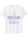 Men's T-Shirt Topsail Island Historic Sailing Boat Drawing Under Calm Skies