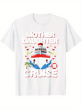 Men's T-Shirt Mother Daughter Cruise With Palm Trees Tropical Hearts And Ocean Ship