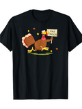Men's T-Shirt Eat Tacos Dancing Turkey With Falling Leaves Holding Sign