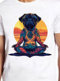 Men's T-Shirt Radiant Sunrise Mandala With Tattooed Meditating Tranquil Pug