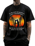 Men's T-Shirt To The World My Grandson Is Just A Baseball Player Sunset Silhouette With Baseball Stitch Pattern