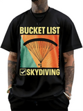 Men's T-Shirt Bucket List Skydiving With Vibrant Parachute Over Gradient Colorful Background