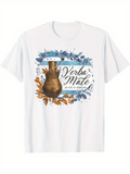 Men's T-Shirt Yerba Mate Surrounded By Autumn Leaves With Decorative Floral Vase