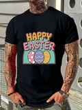 Men's T-Shirt Happy Easter Decorative Pastel Patterned Eggs Surrounded By Bright Lettering Design
