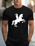 Men's T-Shirt Silhouette Style Horse With Rider In Bold Graphic Scene