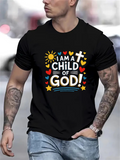 Men's T-Shirt I Am A Child Of God With Colorful Hearts And Shining Sunlight Graphic T Shirt