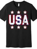 Men's T-Shirt Distressed Bold White Letters Surrounded By Five Stars USA