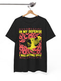Men's T-Shirt In My Defense With Retro Yellow Chicken Graphic