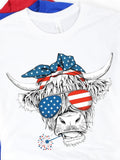 Men's T-Shirt Star Spangled Sunglasses And Headband On Highland Cow