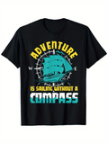 Men's T-Shirt Adventure Sailing Without A Compass Under Classic Nautical Wind Rose Ship