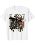 Men's T-Shirt Bohemian Wild Spirit With Leopard Print Hat And Braided Hair Woman