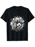 Men's T-Shirt Splashing Paint Grizzly Bear With Realistic Soccer Ball In Action