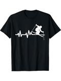 Men's T-Shirt Heartbeat Line Racing Downhill Among Snowy Ski Slope Skier