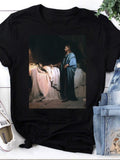 Men's T-Shirt Dramatic Candlelit Scene With Classical Figures Standing By A Resting Woman