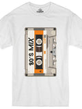 Men's T-Shirt 80s Mix Hand Drawn Retro Orange Label Cassette Tape