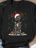 Men's T-Shirt Festive Holiday Lights With Gifts And Playful Great Dane Dog