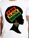 Men's T-Shirt I Am Black History Afro Silhouette With Bold Graphic Words