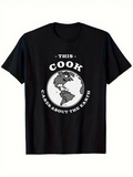 Men's T-Shirt This Cook Cares About The Earth With A Vintage Globe Illustration Earth