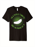 Men's T-Shirt Im A Pickle Fanatic And Im Proud Of It Dotted Green Glow With Cartoon White Pickle Vegetable