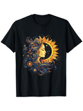 Men's T-Shirt Whimsical Celestial Glow With Stars Sun And Woman Face