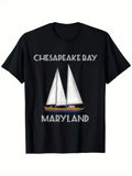 Men's T-Shirt Chesapeake Bay Maryland Classic Sailboat On Calm Water