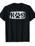 Men's T-Shirt Distressed White Stencil Design With Animal Paw Print K9