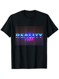 Men's T-Shirt Retro Neon Grid Lines With Shining Blue And Pink Reality Text