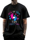 Men's T-Shirt Pink Or Blue Hearts And Baby Feet Surrounded By Colorful Doodles Tio