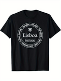 Men's T-Shirt Lisboa Portugal Round Badge With Location Names Circle Emblem