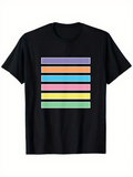 Men's T-Shirt Colorful Pastel Bars Arranged In Horizontal Pattern Stripe
