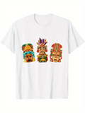 Men's T-Shirt Vibrant Tribal Patterns With Ancient Headdress On Festive Mask